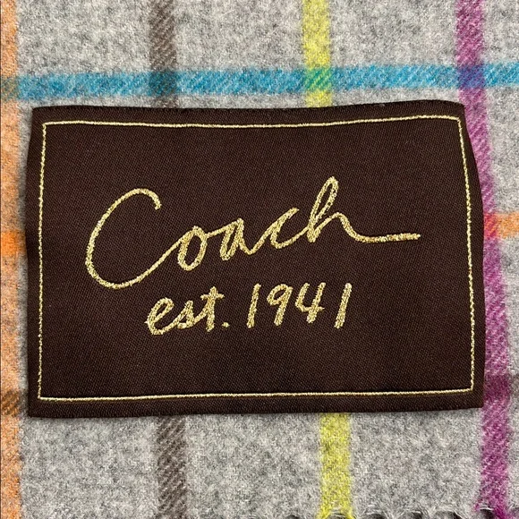 Coach Plaid Wool & Cashmere Scarf EUC - Picture 3 of 5